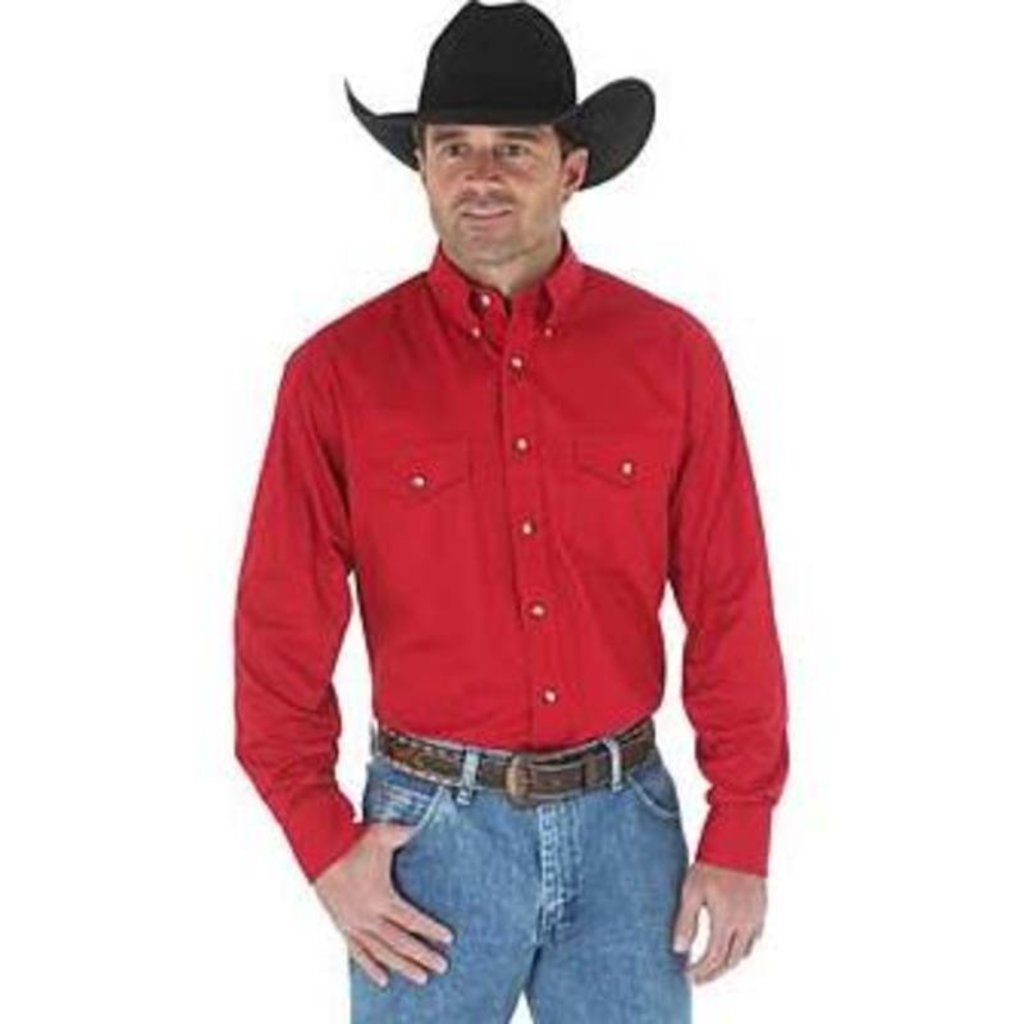 Red Long Sleeve Solid Twill Wrangler® Western